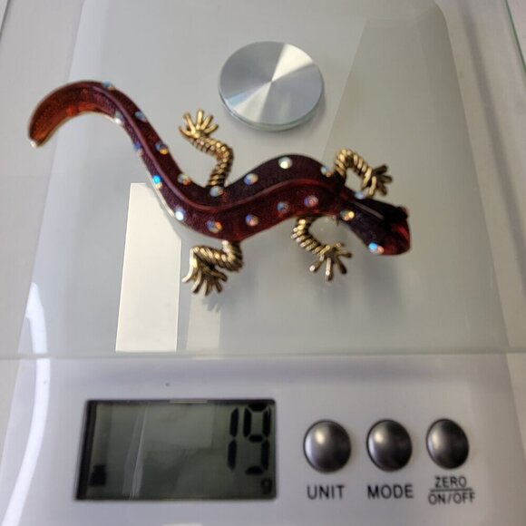 Gold Tone Lucite Aurora Crystal Lizard/Gecko Pin/Brooch - Picture 13 of 14